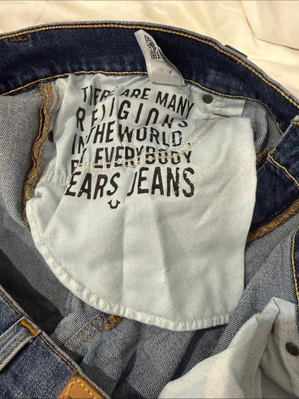 True Religion Men’s Straight Leg Mid-Blue Denim Jeans